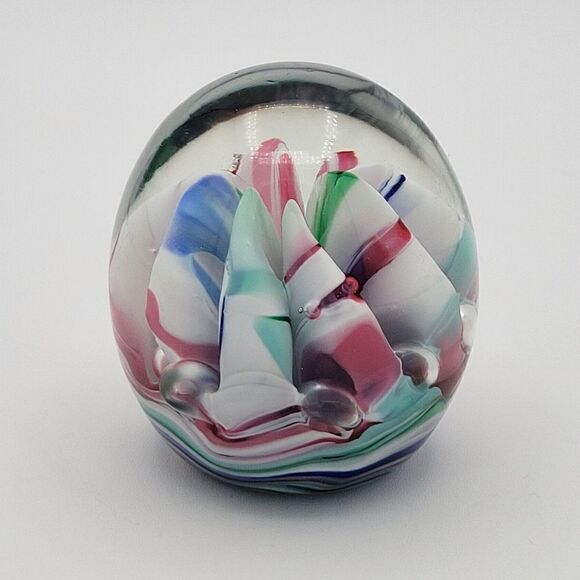 Vintage Saint Claire Multicolor Swirl Art Glass Paperweight - Picture 8 of 11